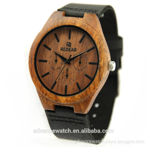 Latest acacia wood watches with quartz movement watch and genuine leather strap watch made in China